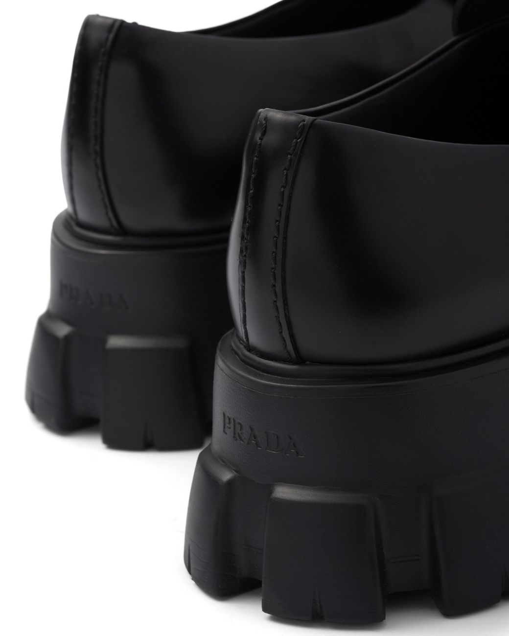 Prada Black Monolith Brushed Leather Loafers, Size 5 for men