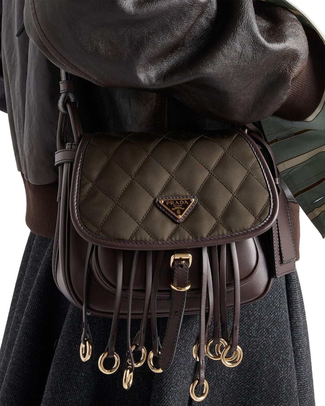 Prada Black Corsaire Re-Nylon And Leather Mini Shoulder Bag