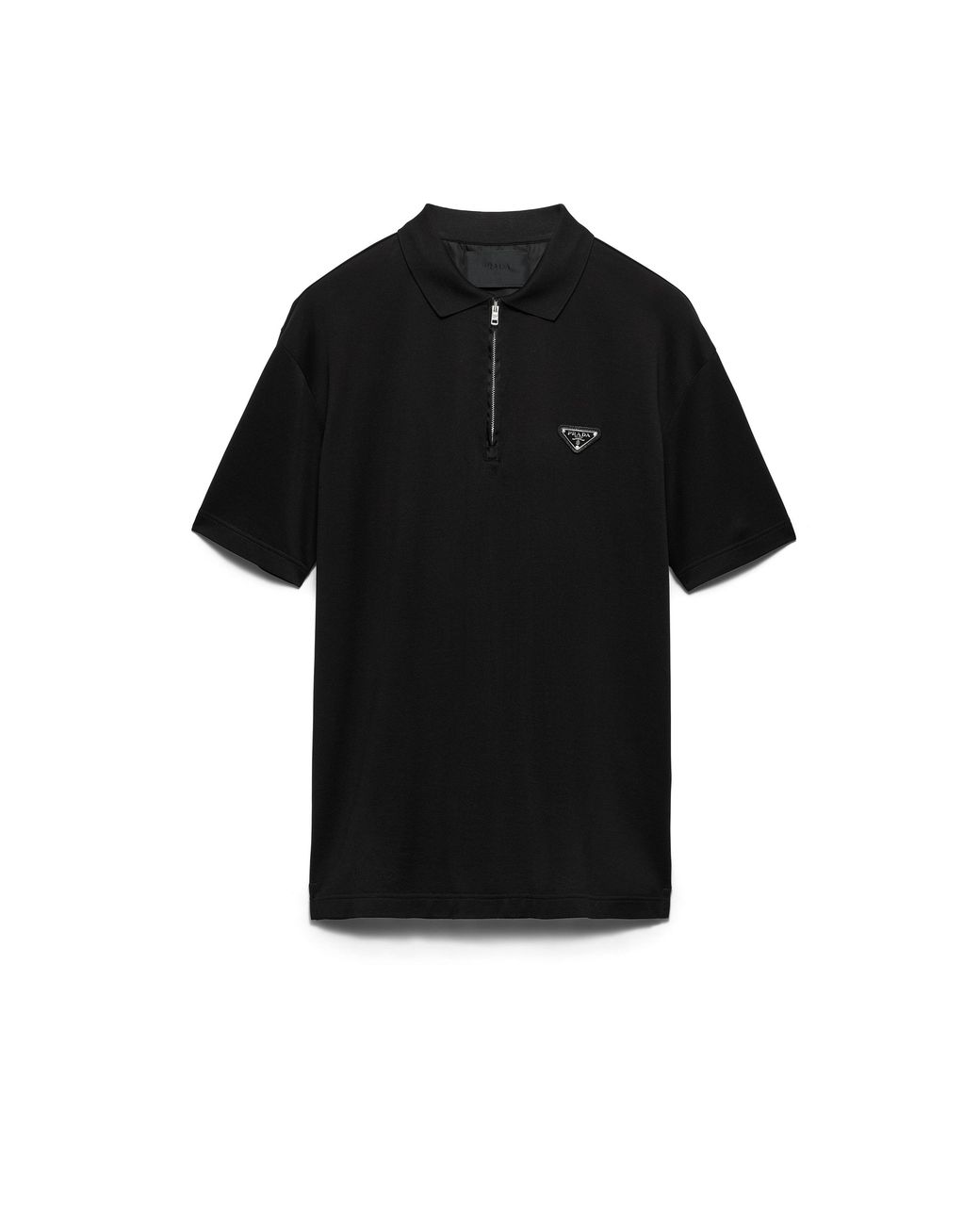 Prada Black Piqué Polo Shirt With Re-Nylon Details for men