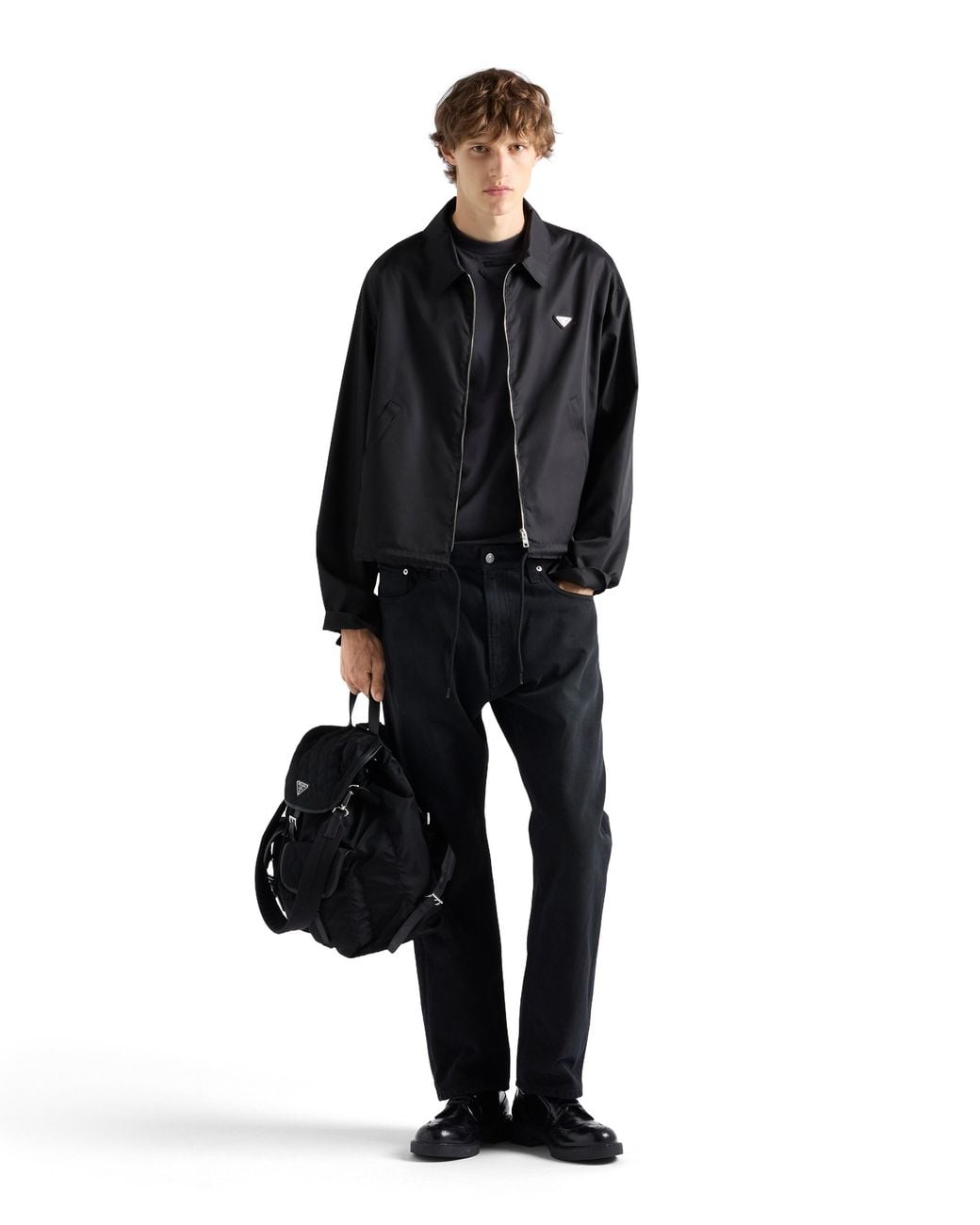 Prada Black Re-Nylon And Leather Backpack for men