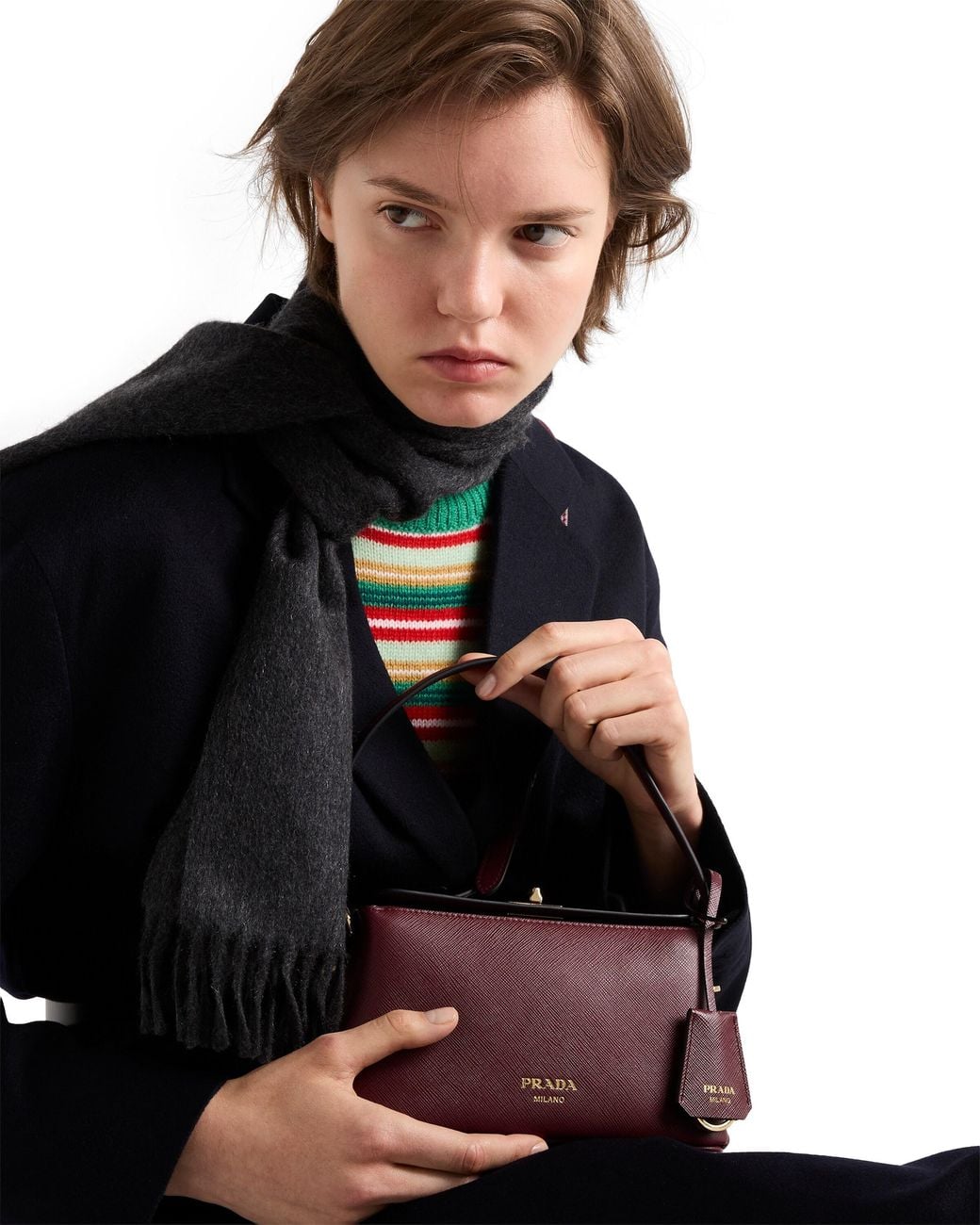 Prada Purple Midi Saffiano Bag, Burgundy