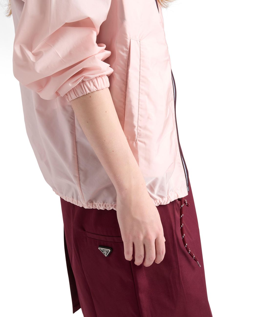 Prada Pink Lightweight Re-Nylon Hooded Raincoat, Alabaster