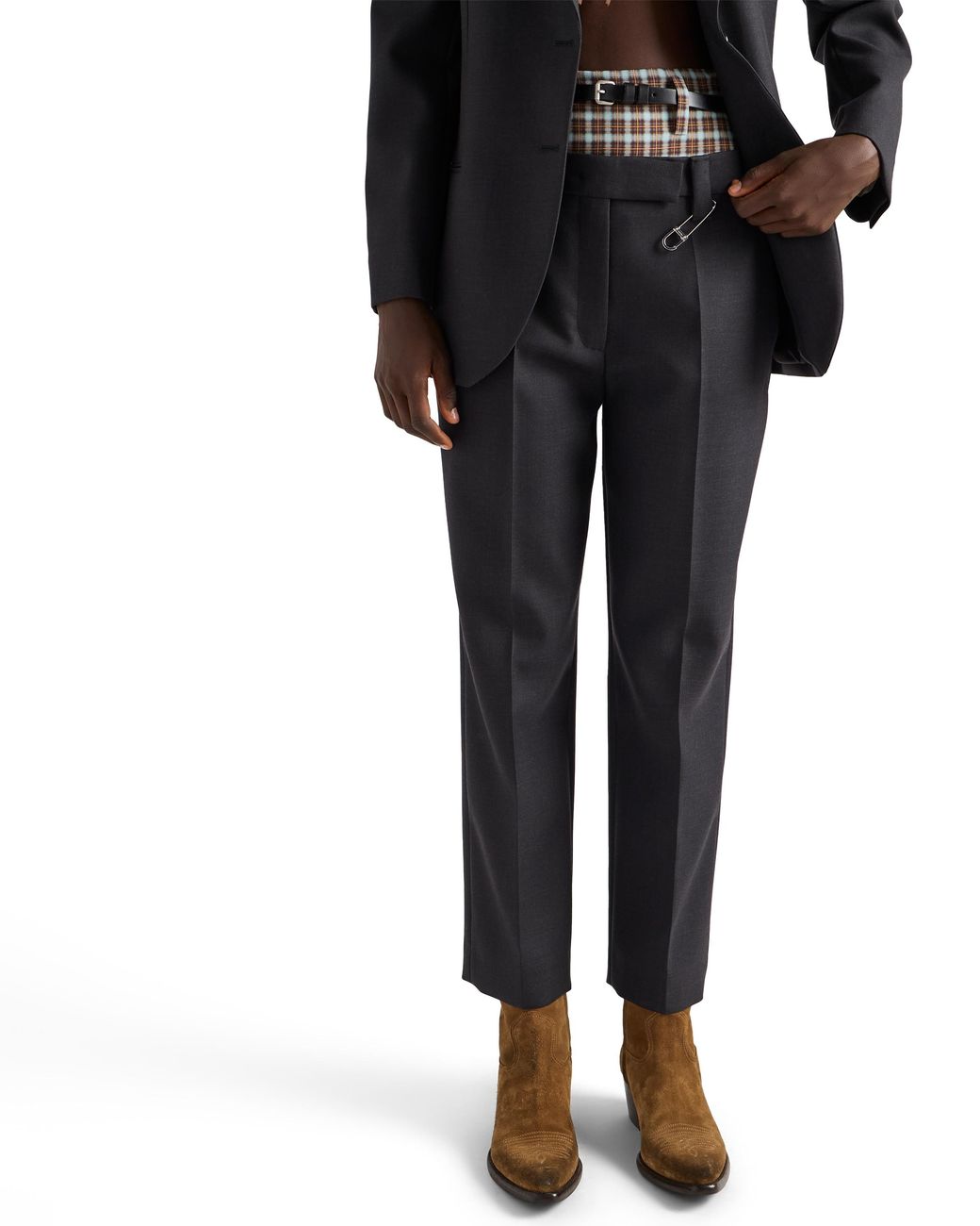 Prada Black Wool Gabardine Pants With Pin
