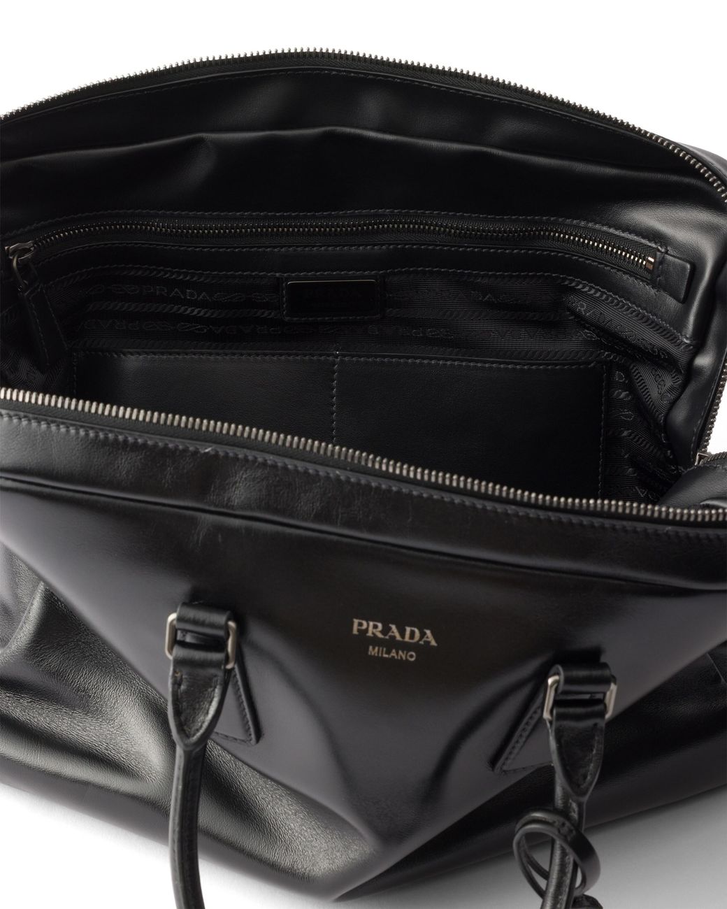 Prada Black Leather Work Bag for men