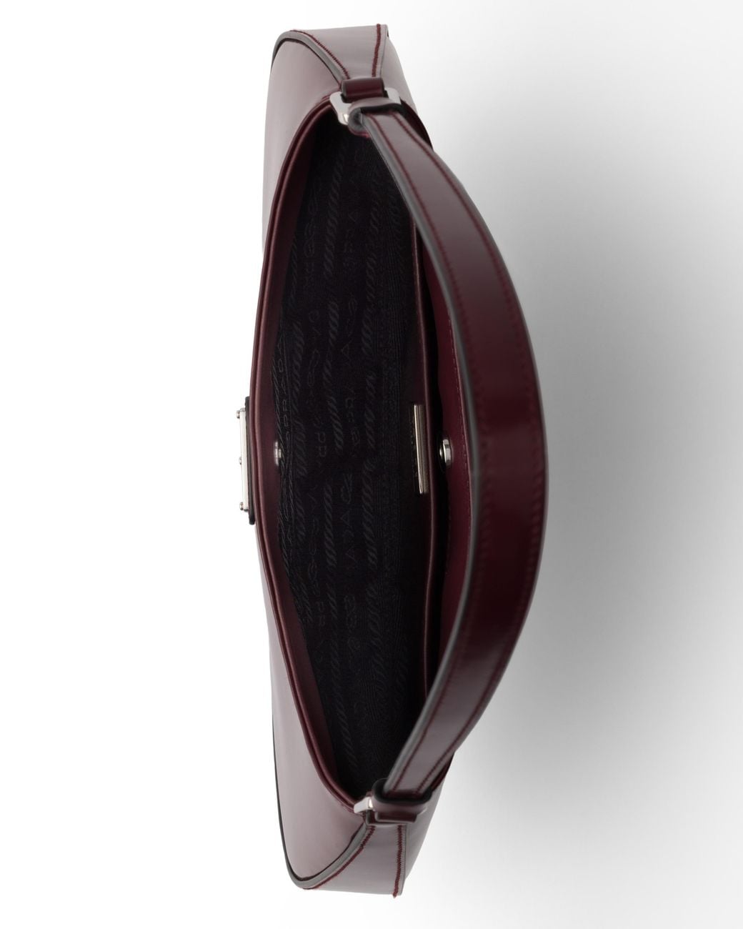 Prada Purple Cleo Brushed Leather Shoulder Bag, Burgundy