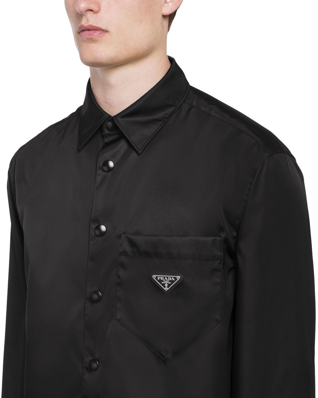 Camicia Imbottita Con Stampa di Prada in Black da Uomo