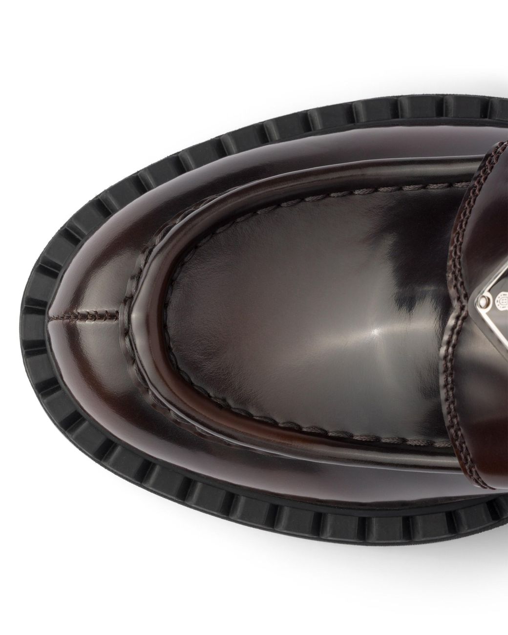Prada Black Chocolate Brushed Leather Loafers, Sienna