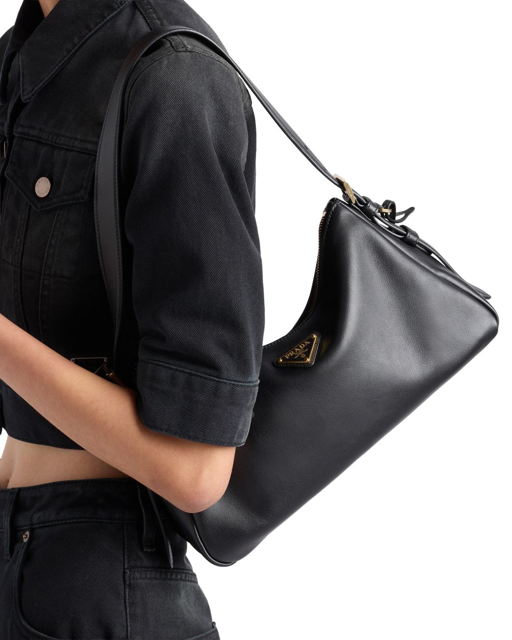 Bolso Bandolera Mediano Aimée De Piel, Mujer Prada de color Black