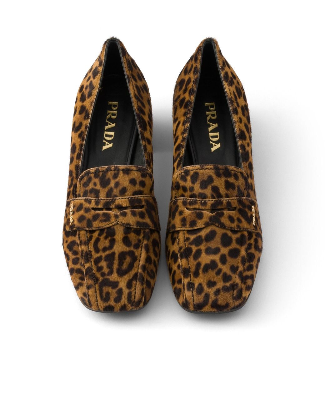 Prada Brown Printed Leather Loafers, Honey
