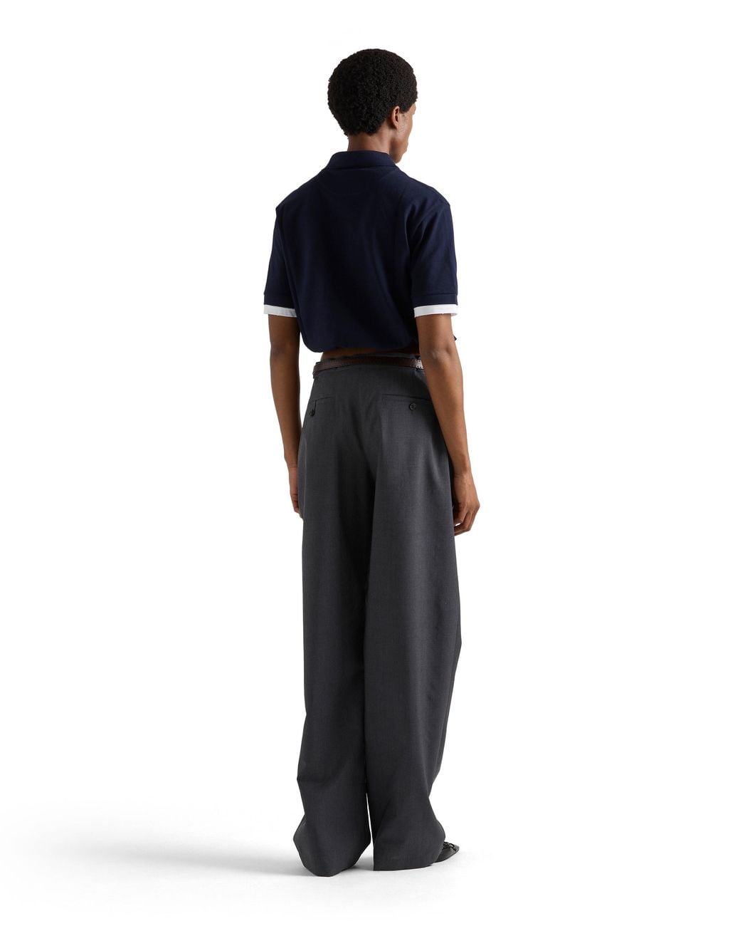 Prada Blue Piqué And Jersey Polo Shirt