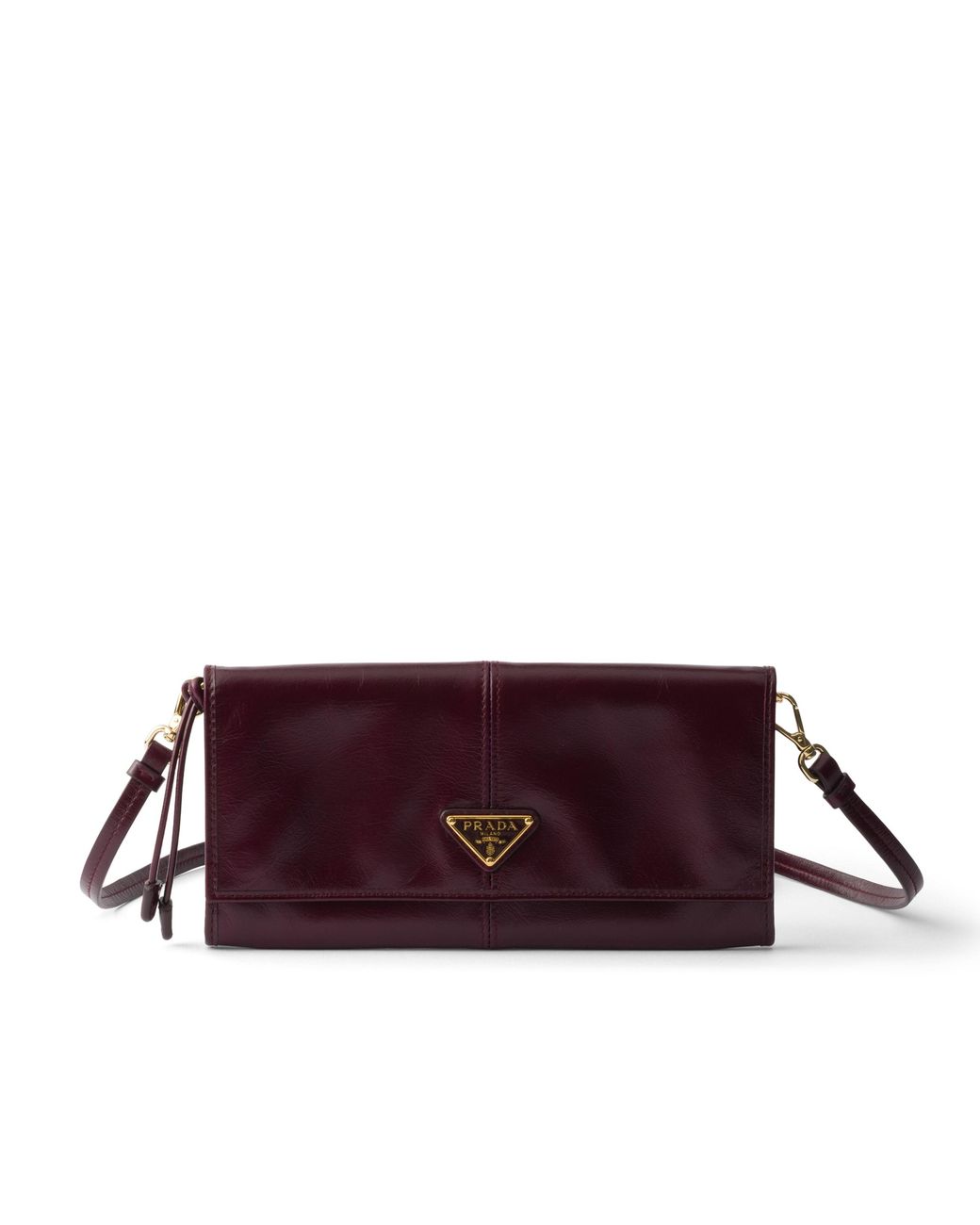 Prada Purple Leather Wallet With Shoulder Strap