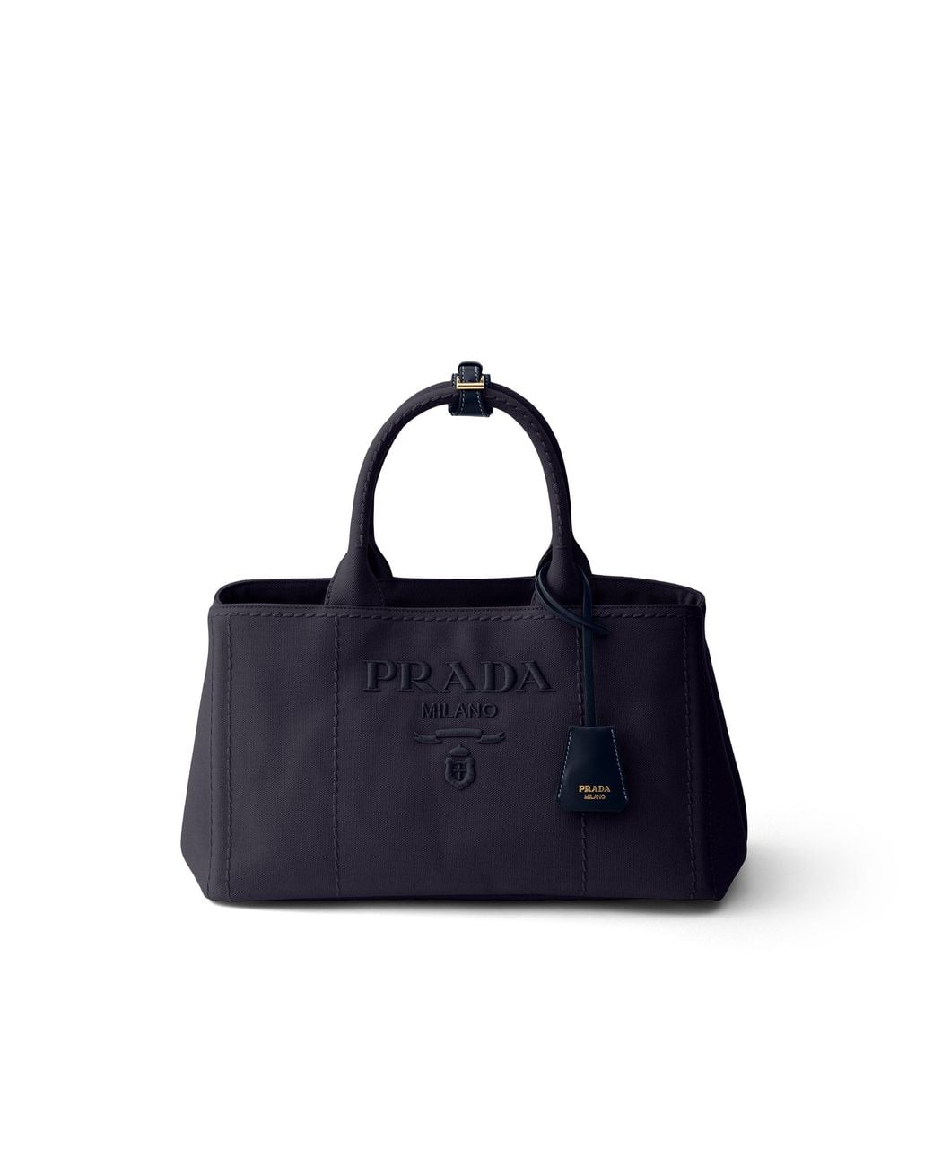 Prada Blue Jardinière Large Cotton Canvas Handbag, Baltic