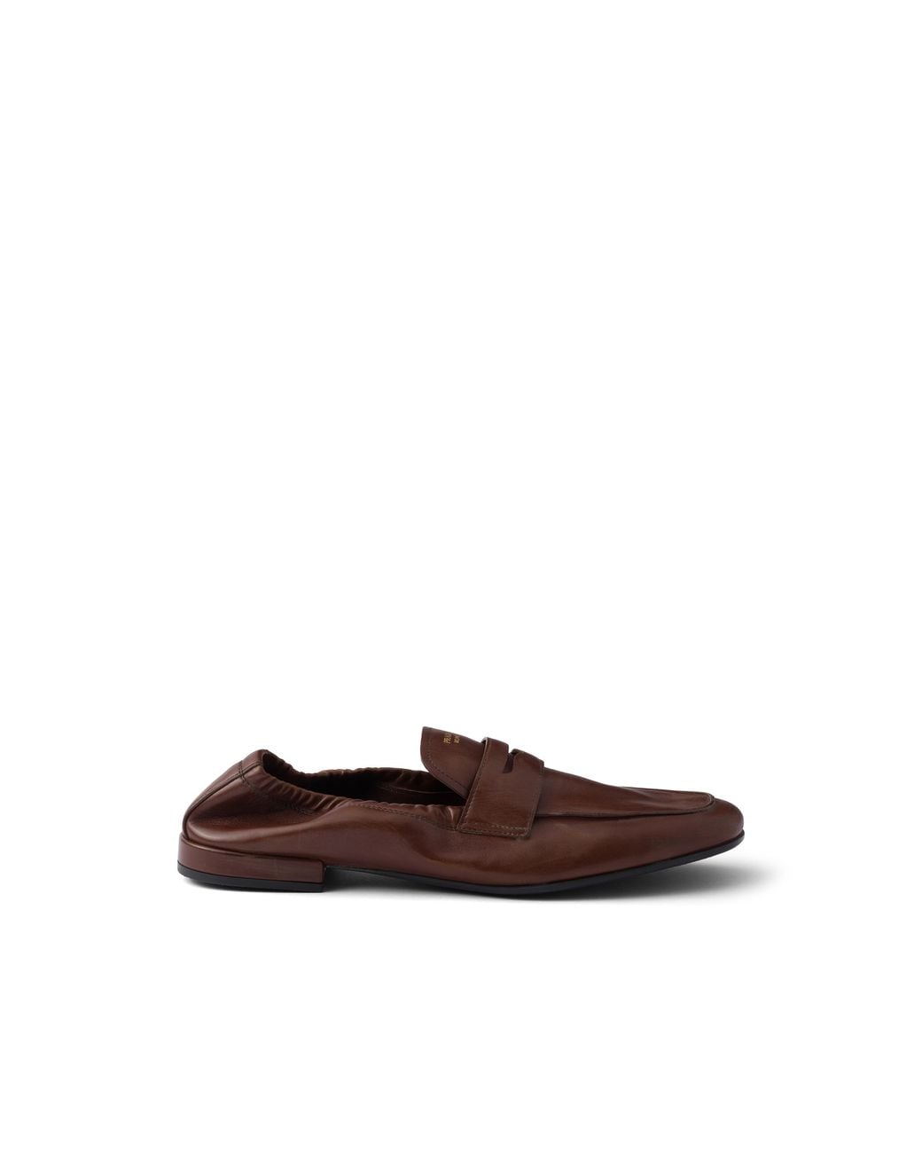 Prada Brown Shuffle Antikleder-Loafer, Damen, Größe