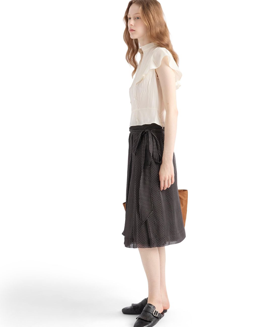 Prada Black Printed Chiffon Wrap Skirt