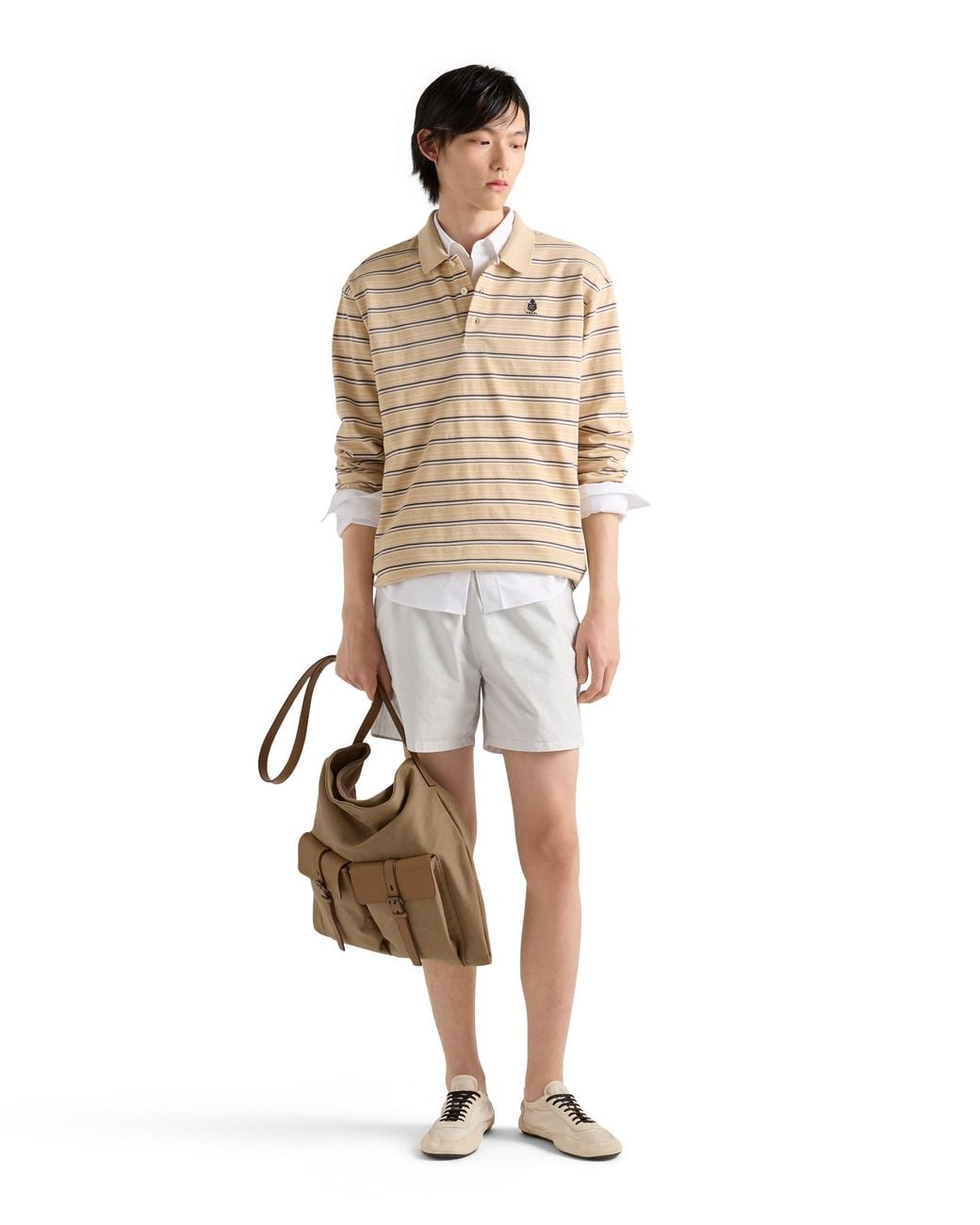 Prada Natural Route Canvas And Leather Shoulder Bag for men