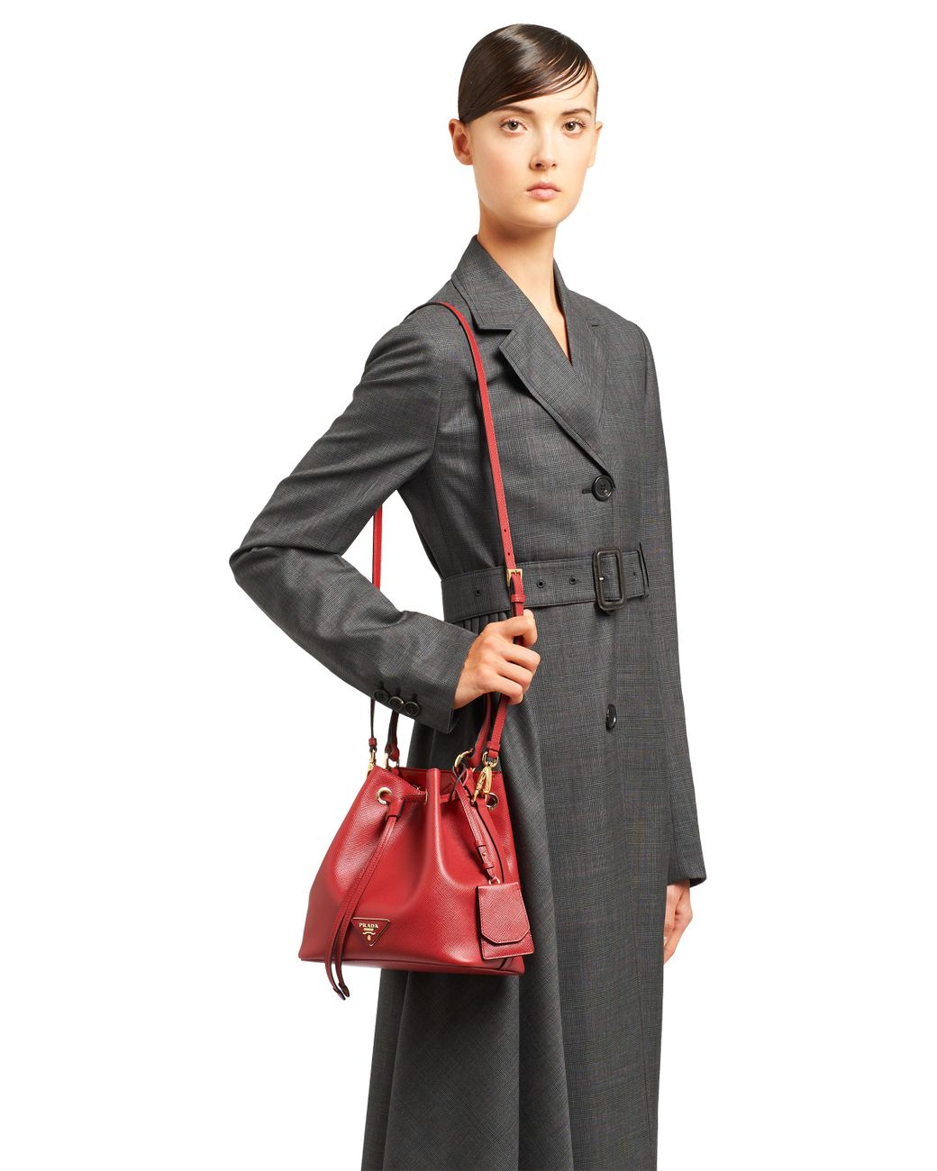 red prada bucket bag