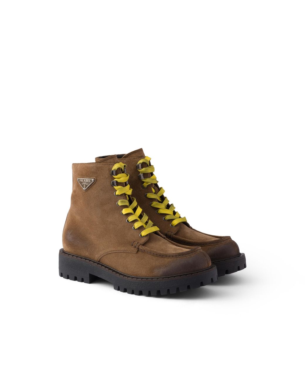 Prada Brown Aged Suede Lace-Up Ankle Boots, Size 5 for men