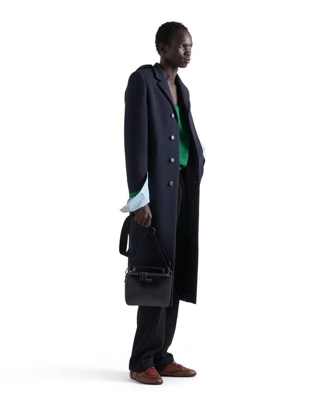 Prada Black Brique Leather Bag for men