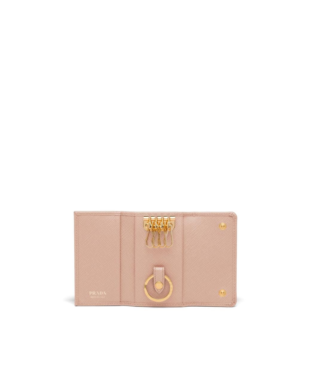 Prada White Saffiano Leather Keychain
