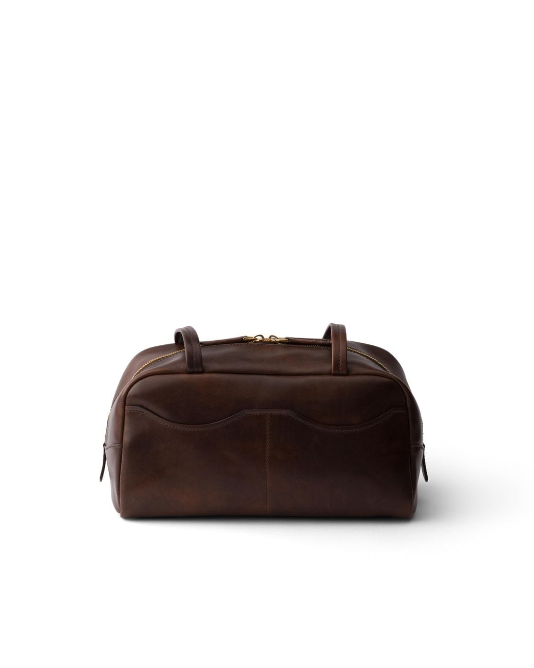 Prada Brown Box Large Antiqued Leather Top-Handle Bag
