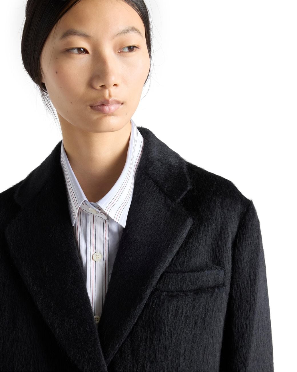 Prada Black Single-Breasted Velour Coat