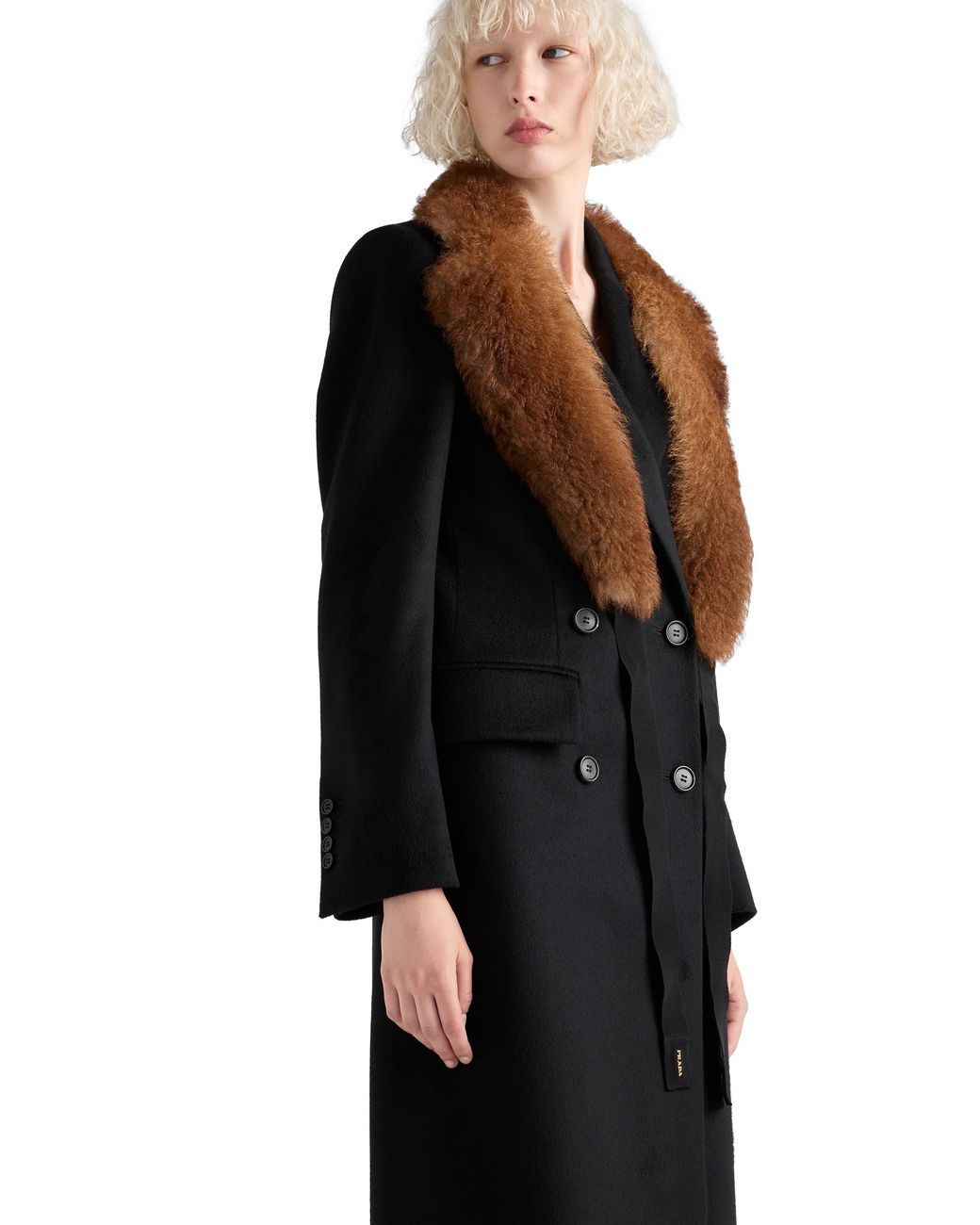 Prada Black Double-Breasted Cashmere Coat