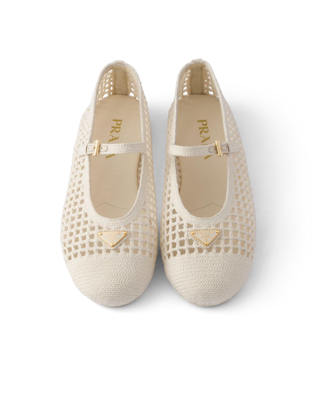 Prada White Crochet Ballerinas