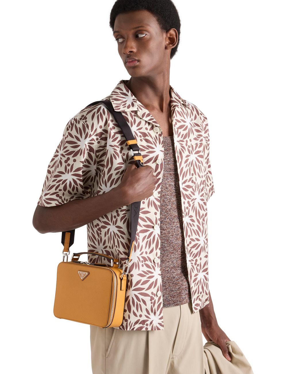 Prada Orange Brique Medium Saffiano Leather Bag, Amber for men