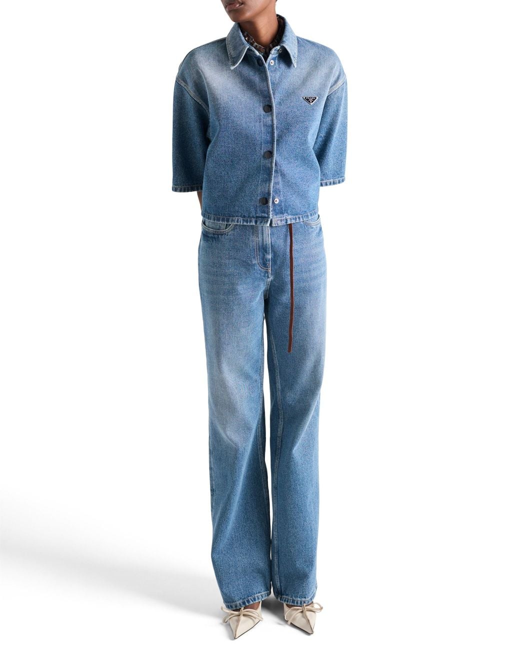 Prada Blue Denim Cropped Shirt