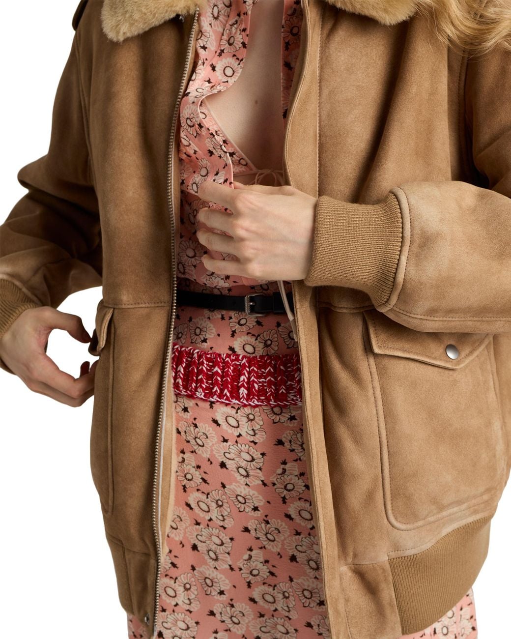 Prada Natural Shearling Bomber Jacket