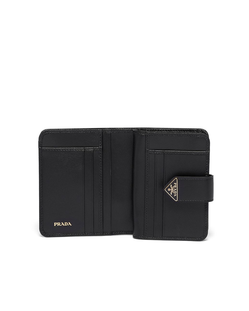 Prada White Small Saffiano And Smooth Leather Wallet