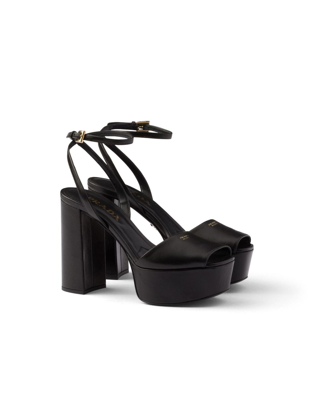 Prada Black Nappa Leather Platform Sandals