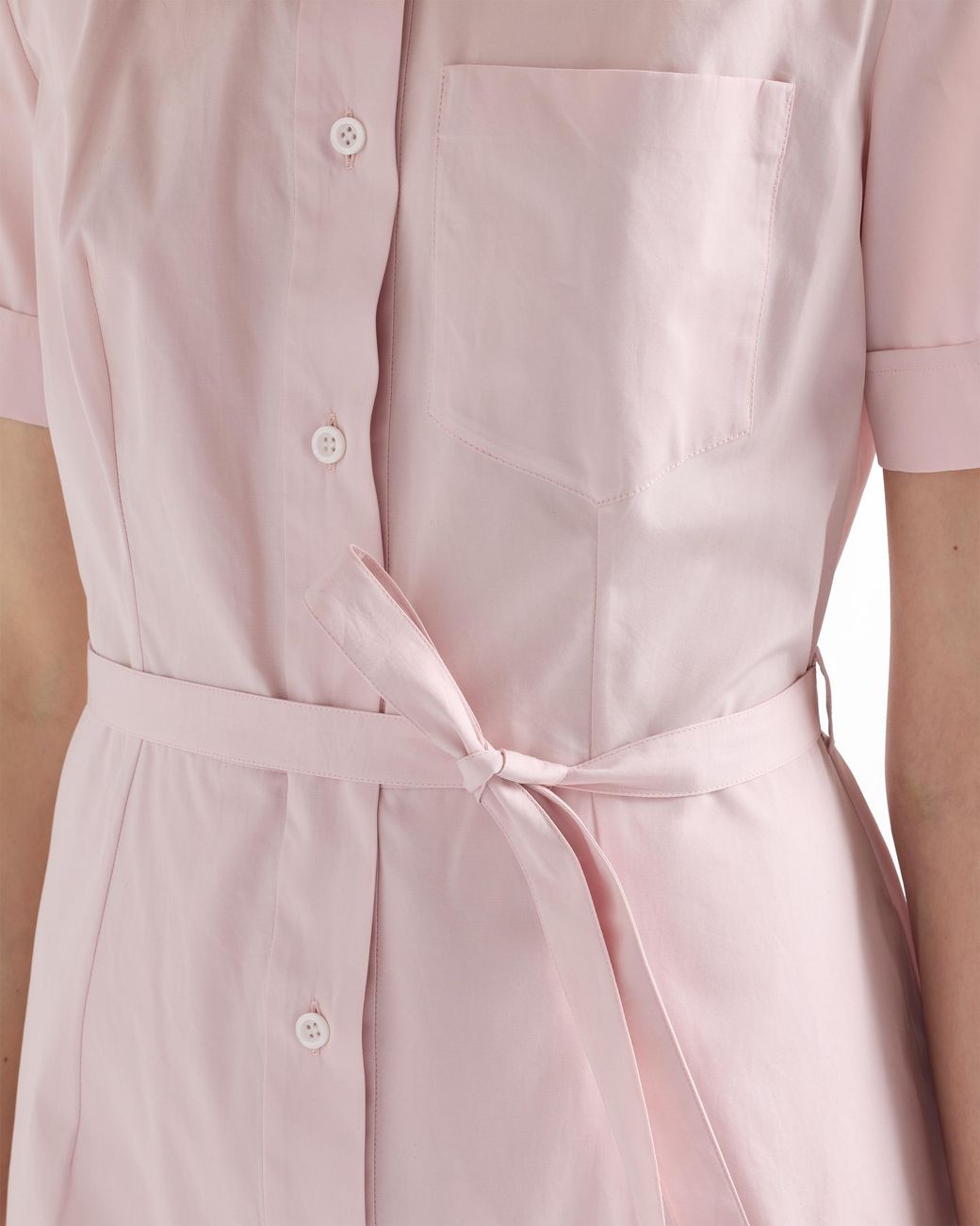 Prada Pink Embroidered Poplin Shirt Dress