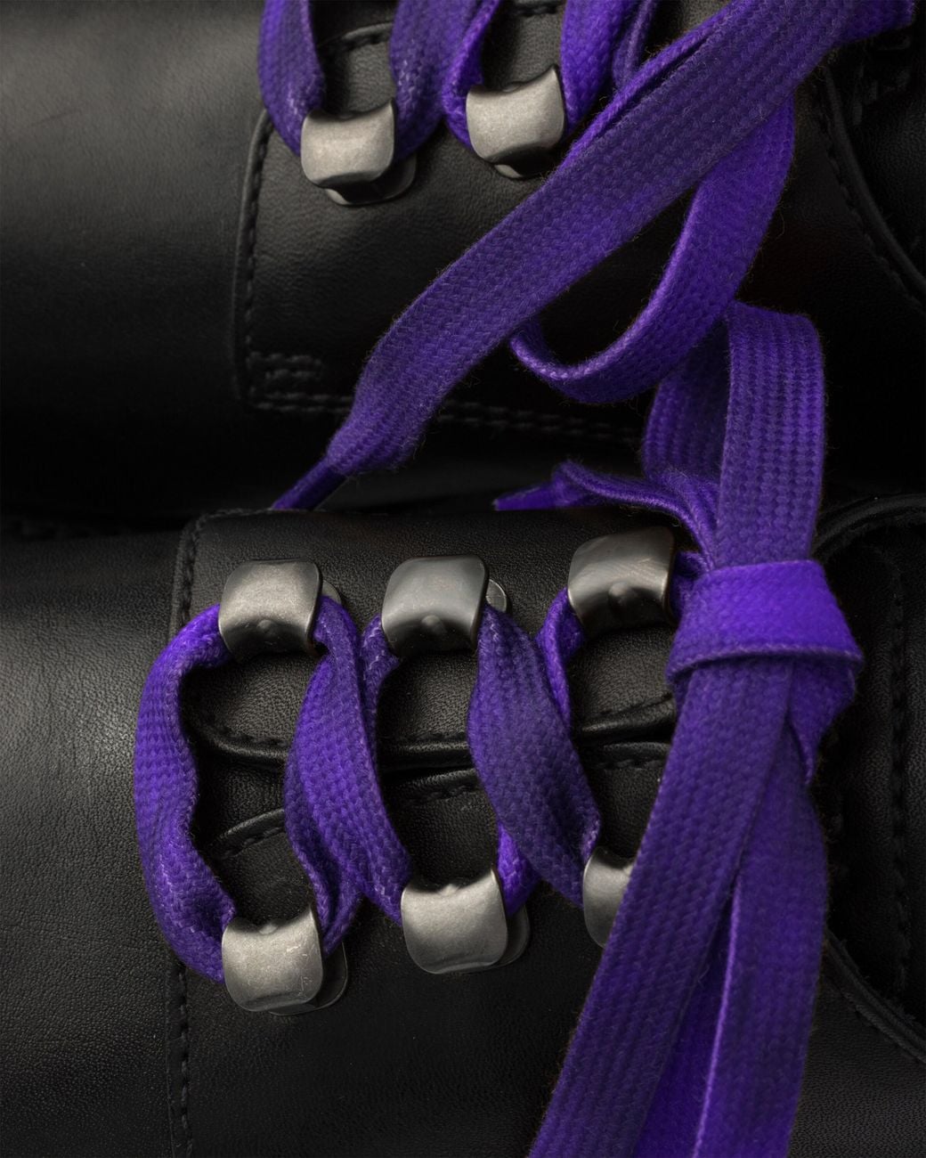 Prada Black Antiqued Leather Lace-Up Shoes