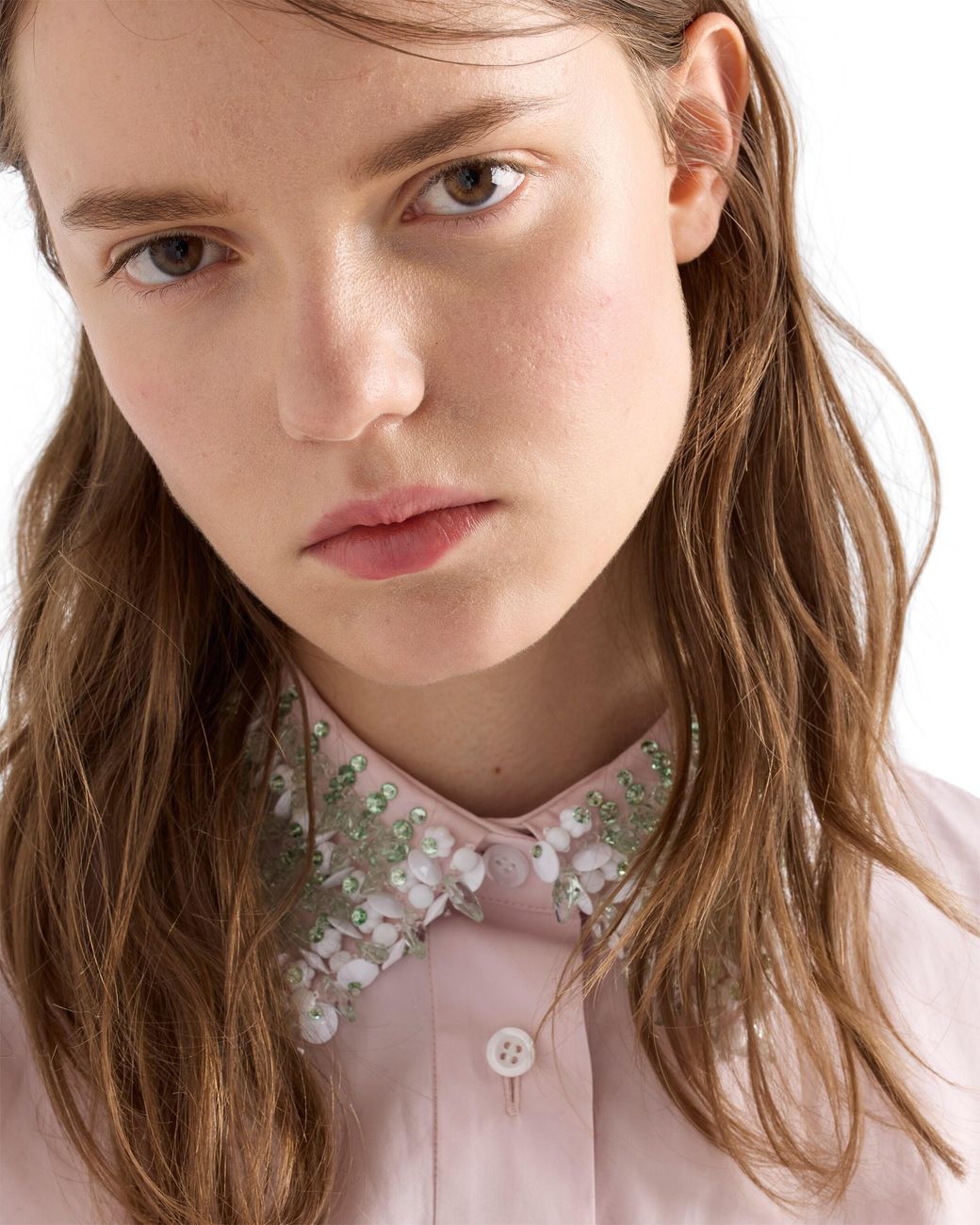 Prada Pink Embroidered Poplin Shirt Dress