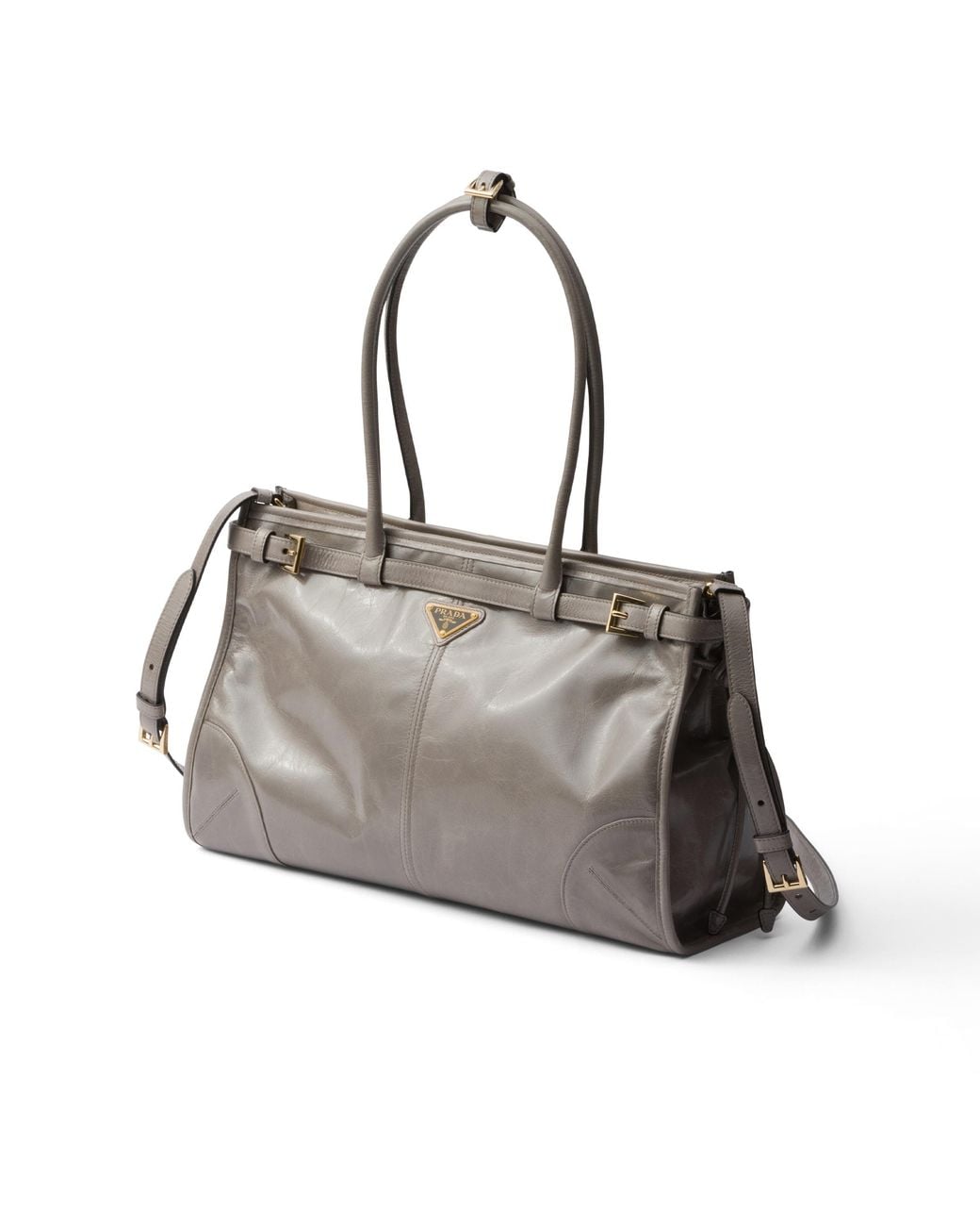 Prada Gray Bonnie Große Handtasche Aus Leder, Damen