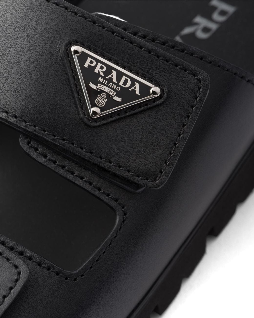 Prada Black Leather Strap Sandals, Size 5 for men