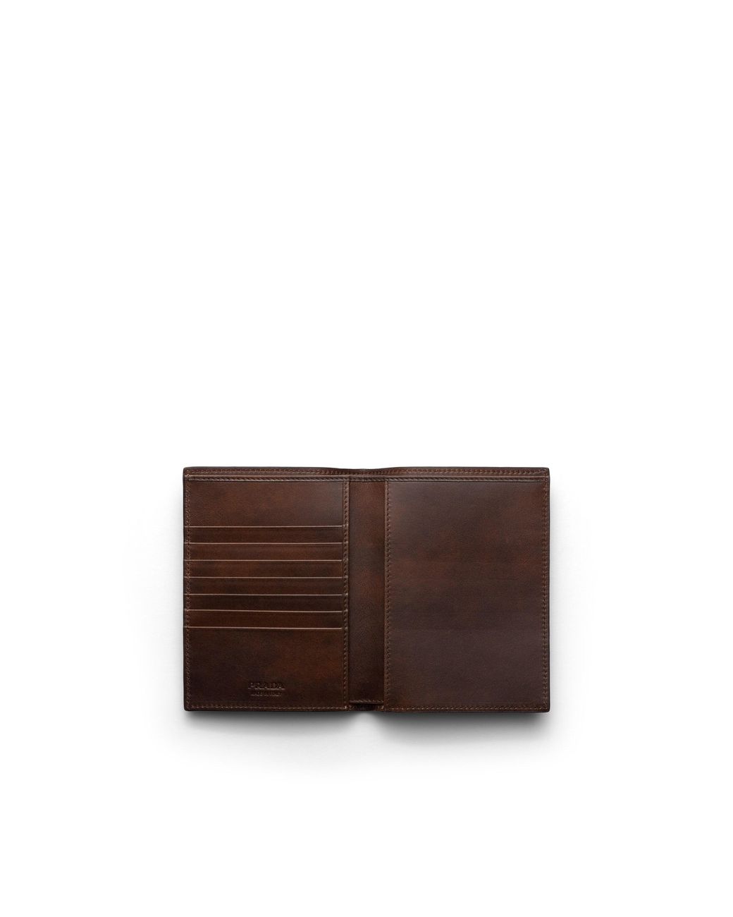 Prada Brown Antiqued Leather Wallet for men