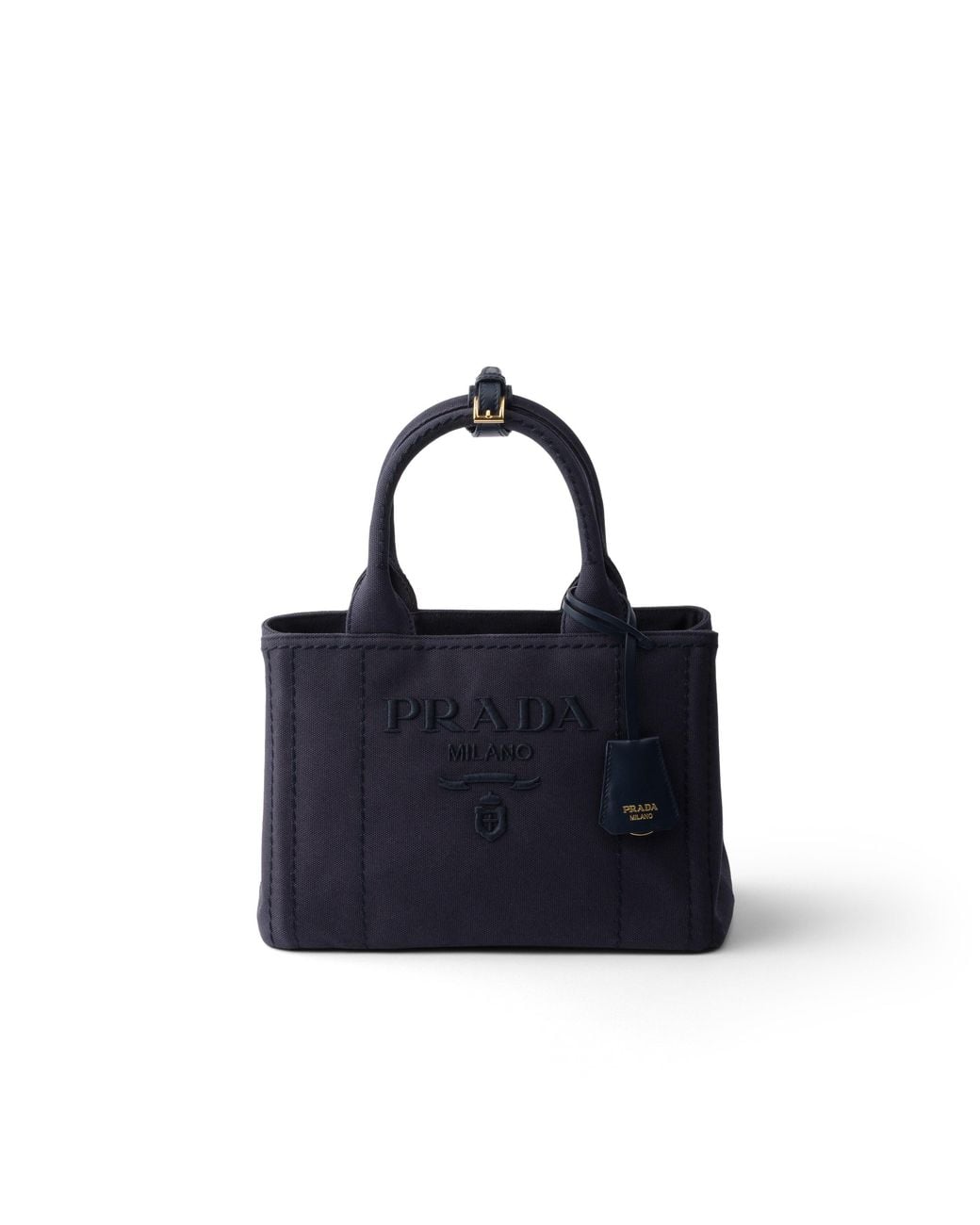 Prada Blue Jardinière Small Cotton Canvas Bag, Baltic