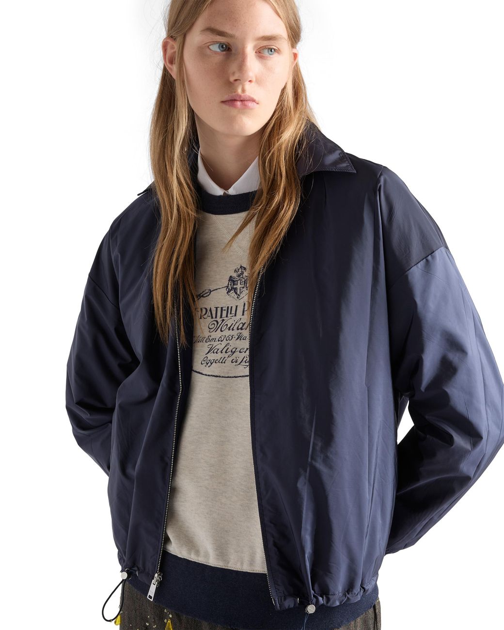 Prada Blue Reversible Jersey Blouson Jacket