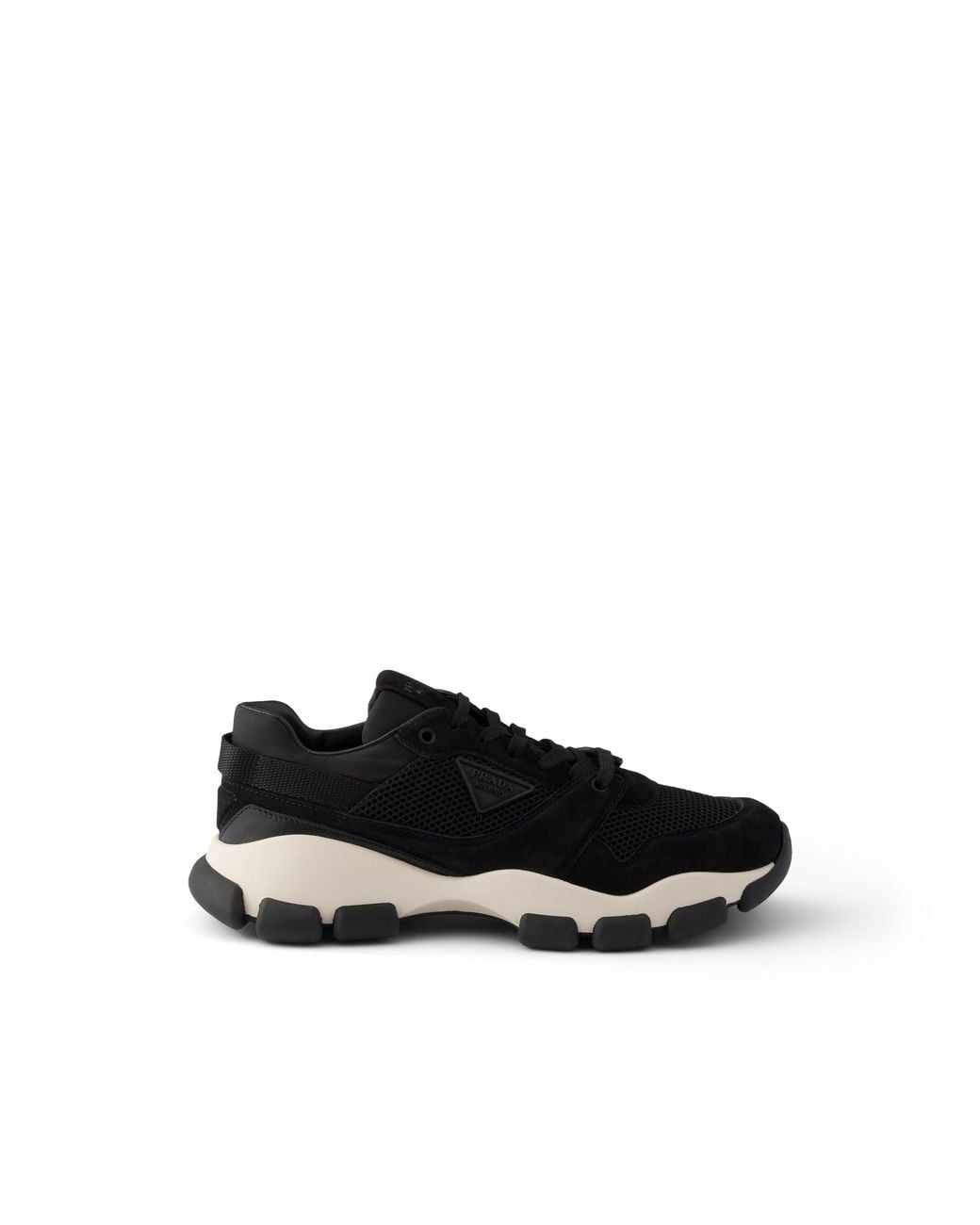 Prada Black Mesh Fabric And Suede Sneakers