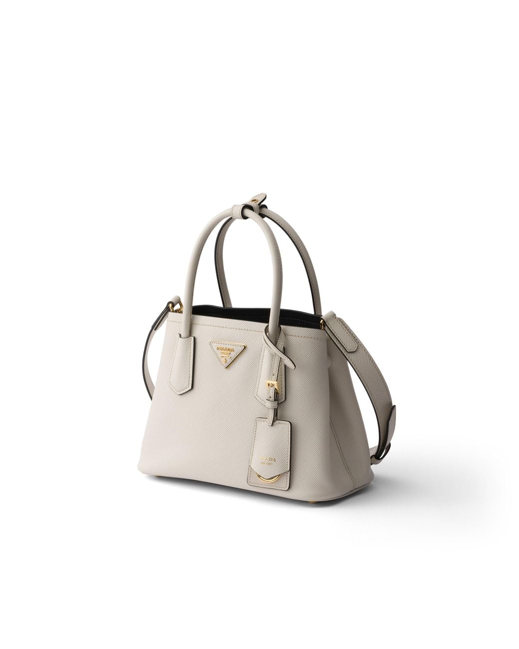 Prada White Double Small Saffiano Leather Bag, Chalk