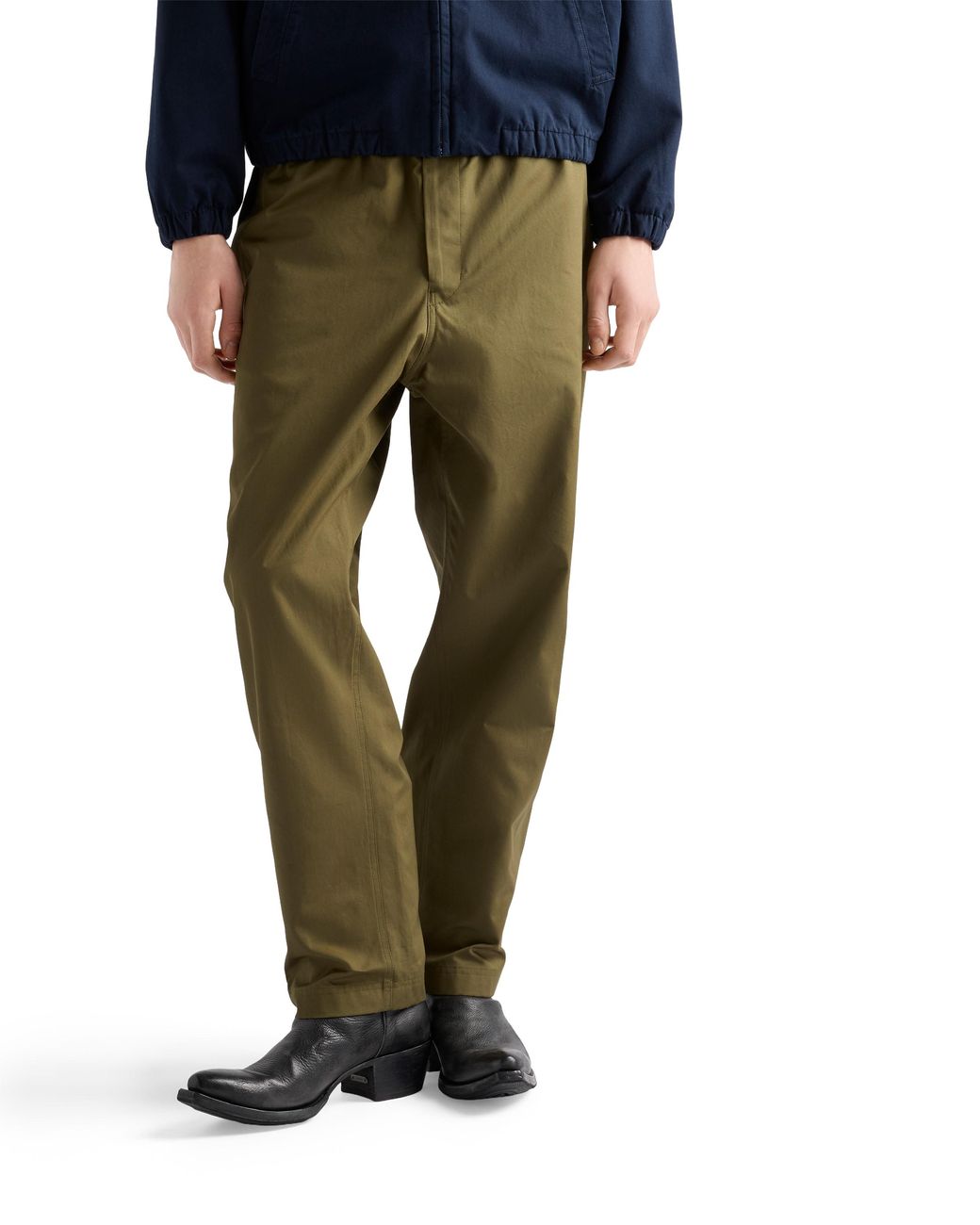 Prada Green Triangle-Logo Patch Elasticated Waistband Trousers for men