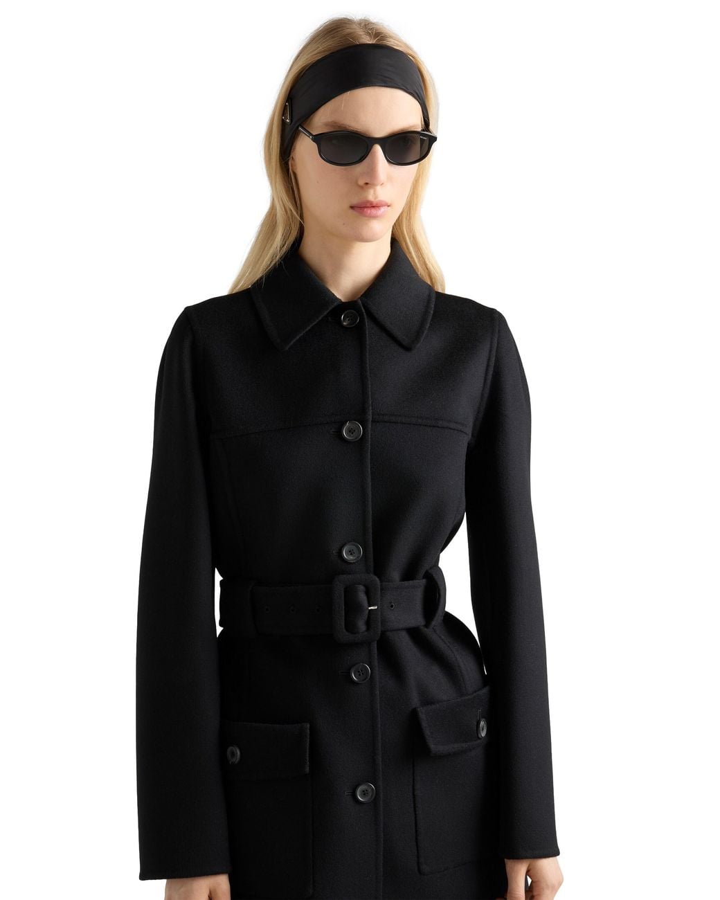 Prada Black Single-Breasted Double Cloth Caban Jacket