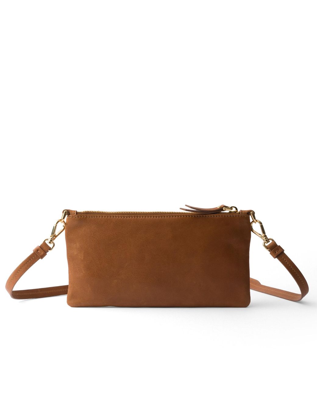 Prada Brown Nappa Leather Wallet With Shoulder Strap