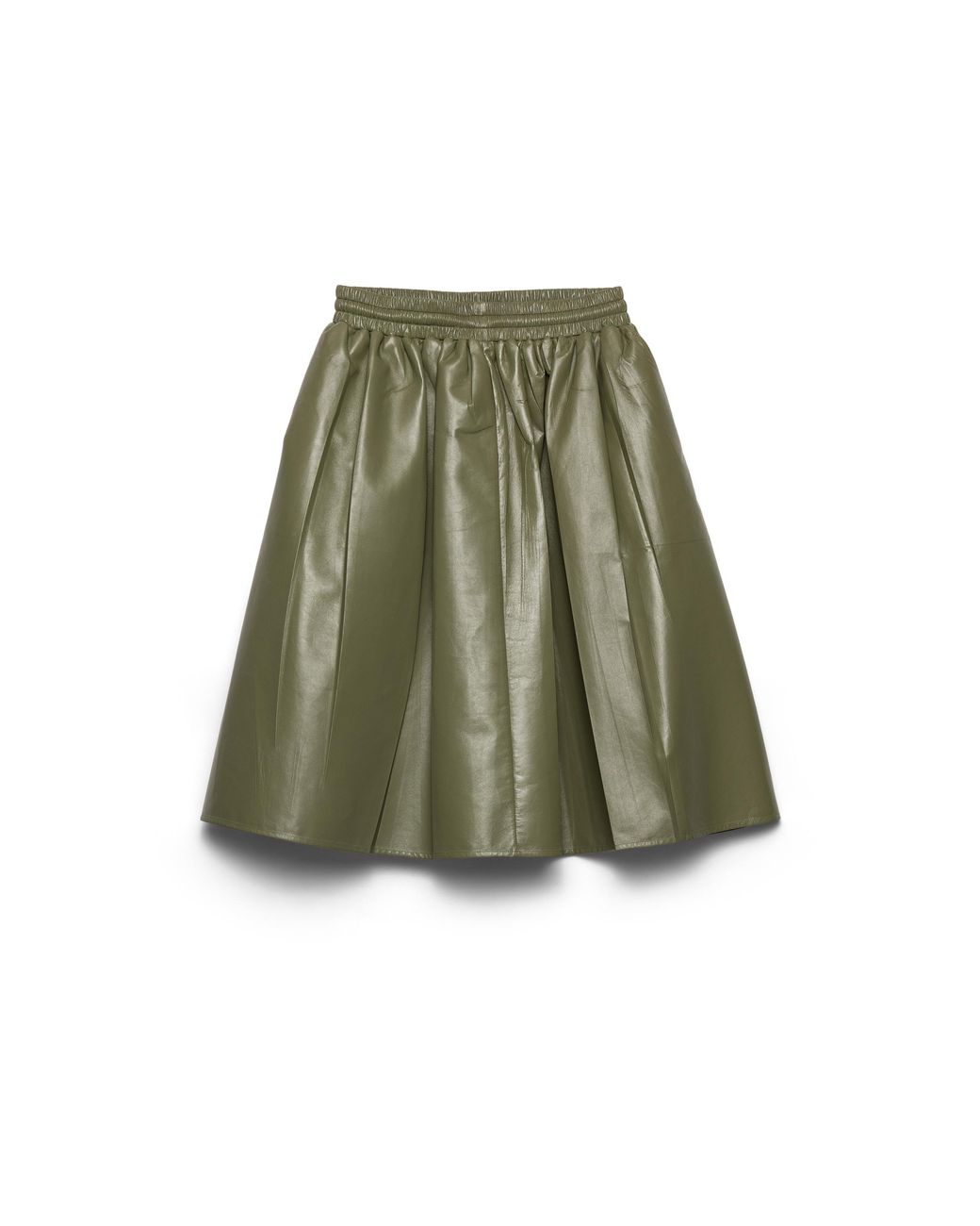Prada Green Pleated Nappa Leather Skirt
