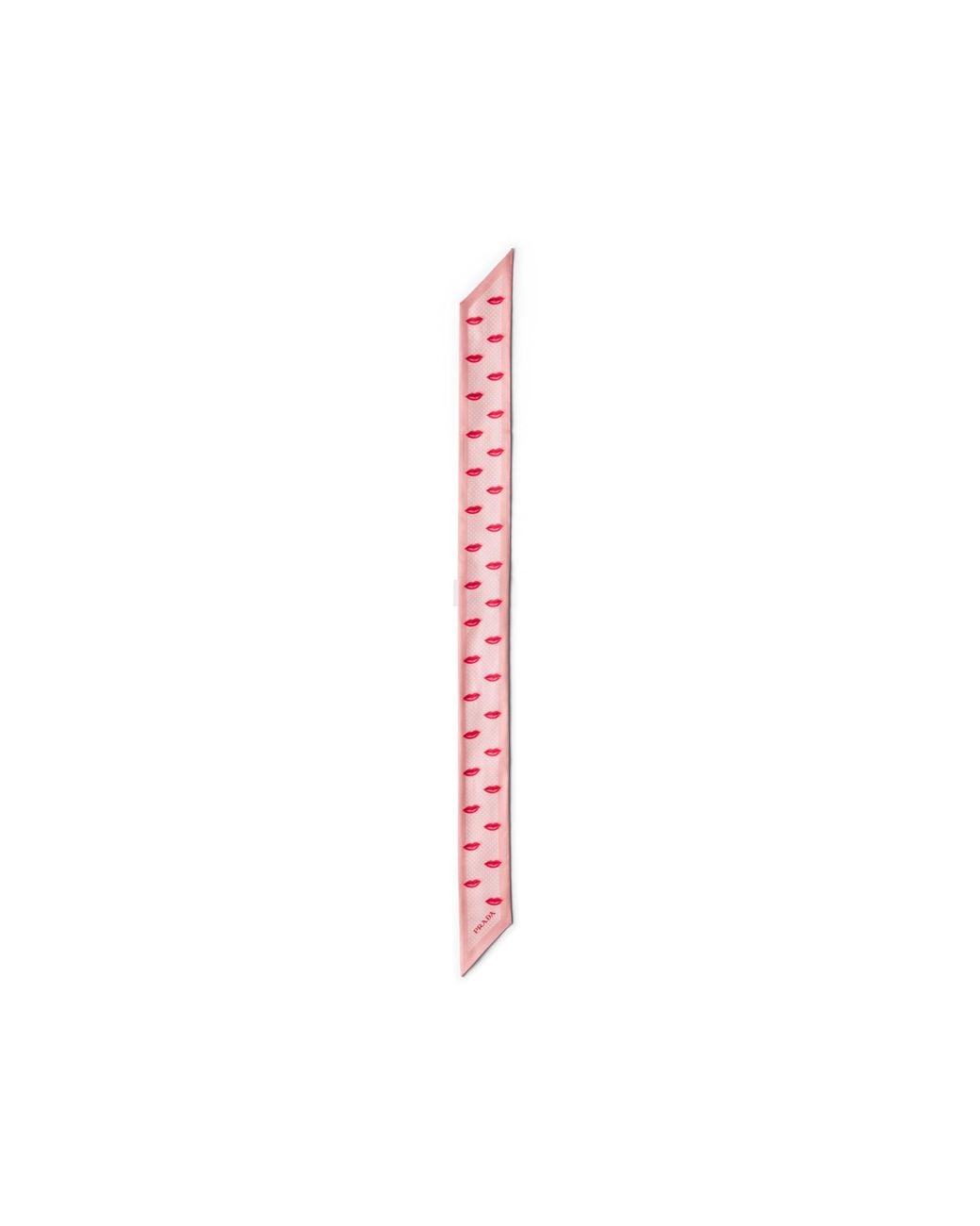 Prada White Printed Silk Twill Skinny Scarf, Alabaster