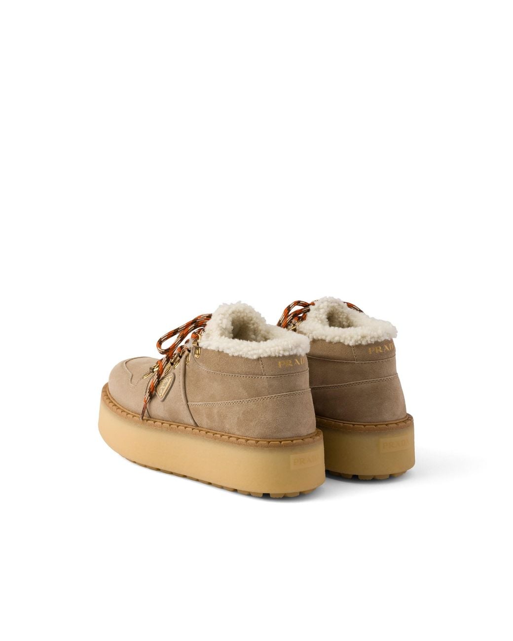 Prada Multicolor Shearling-Lined Suede Booties