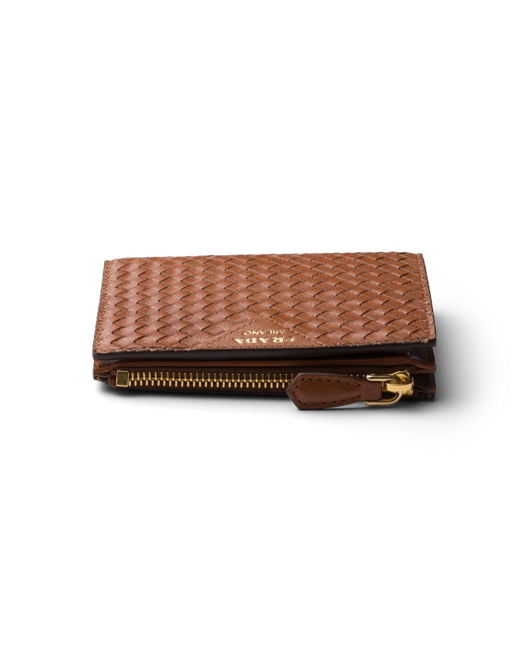 Prada White Small Woven Madras Leather Wallet