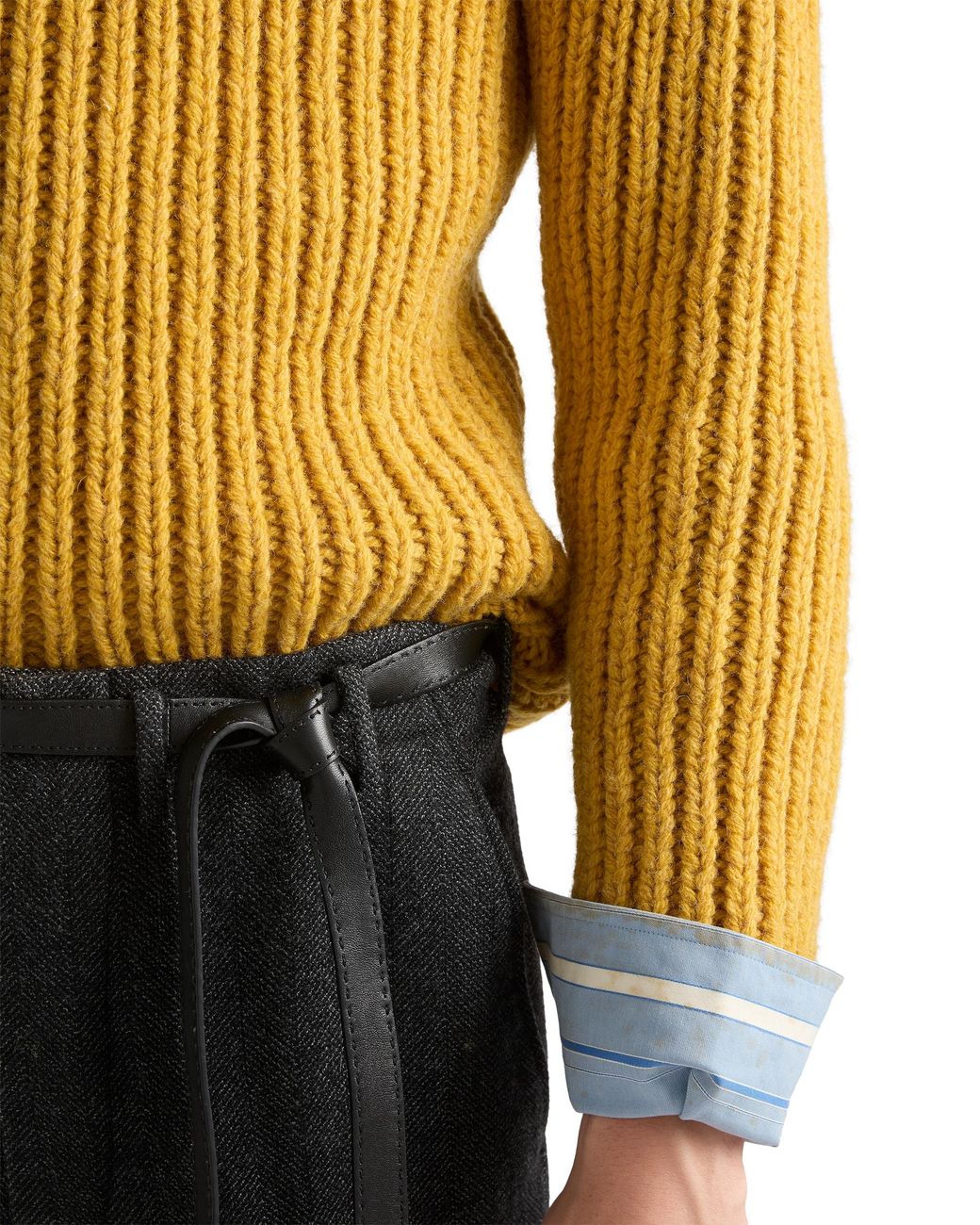 Prada Yellow Shetland Wool Crew-Neck Sweater for men
